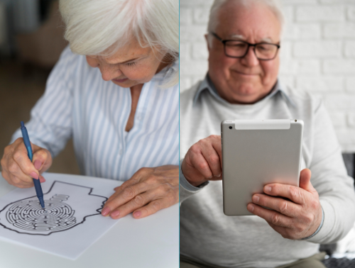 Comparativa visual entre fichas de estimulación cognitiva en papel y una tablet