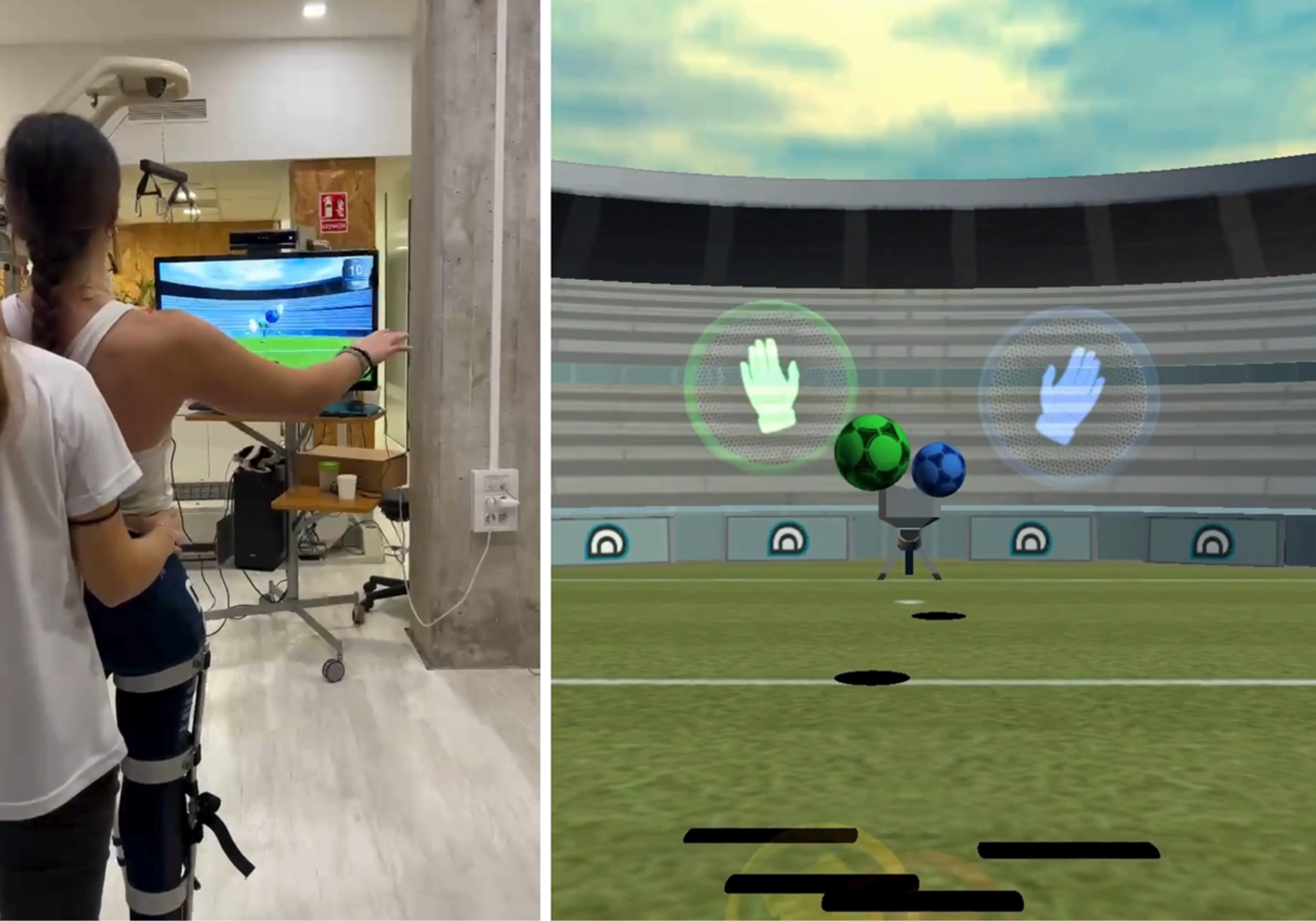 Patient performing a digital physical activity with modifications adapted by the physical therapist
