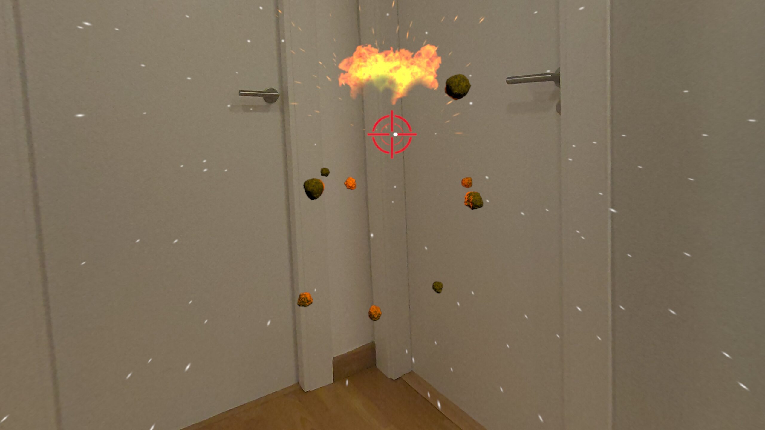 Paciente realizando un ejercicio de control cefálico y atención en modo de realidad mixta con Rehametrics VR