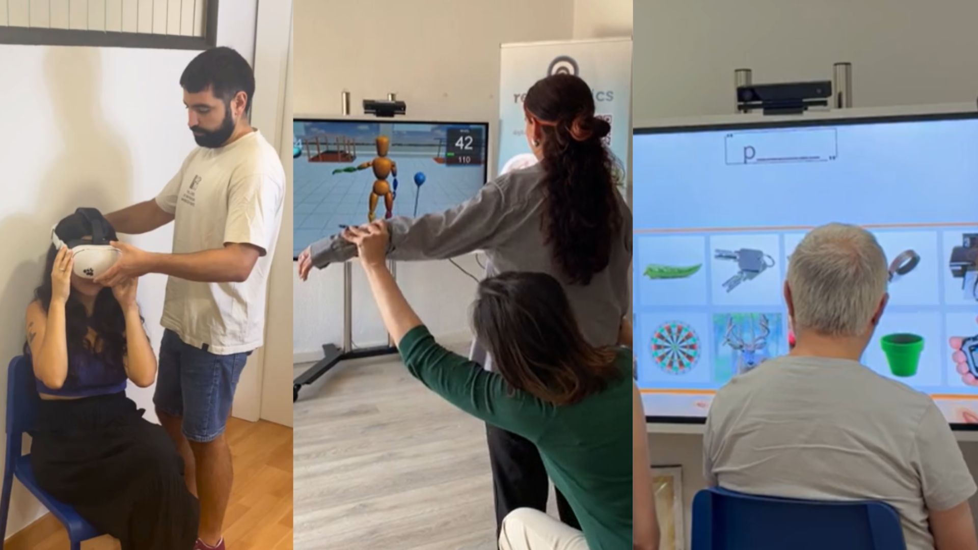 3 fotos de Rehametrics VR, Rehametrics Físico y Rehametrics Cognitivo